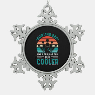 Bowling Dad Snowflake Pewter Christmas Ornament