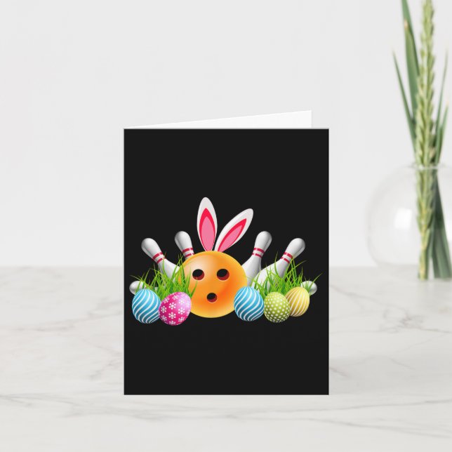 Bowling Easter Bunny Bowling Ll Shirt Bowling East Card (Front)