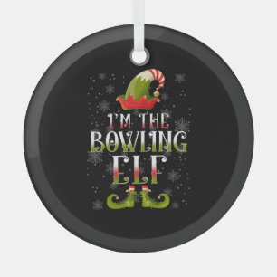 Bowling Elf Christmas Glass Ornament
