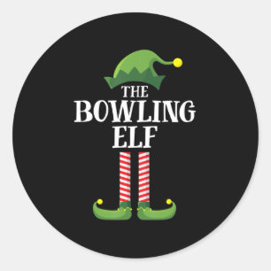 Bowling Elf Matching Family Group Christmas Party  Classic Round Sticker