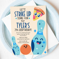 Bowling et Pizza Anniversaire Fête Invitation