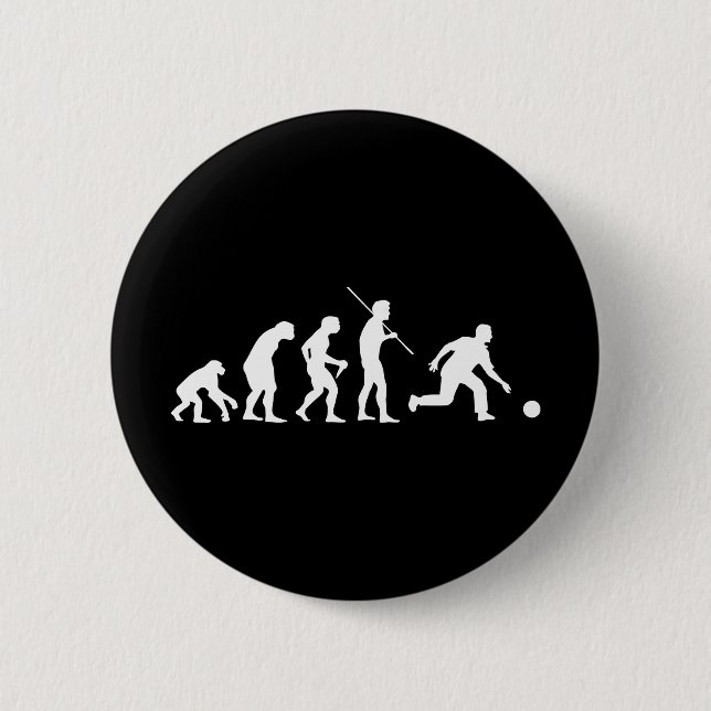 Bowling Evolution from Man to Bowler 2 Inch Round Button (Front)