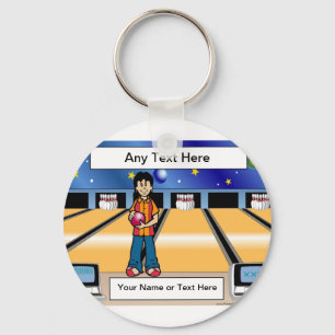 Bowling - Female Cartoon by PrintedPerfection.com Keychain