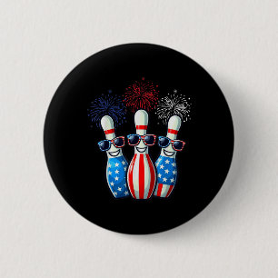Bowling Fireworks American Usa Flag Sungles 4th Of 2 Inch Round Button