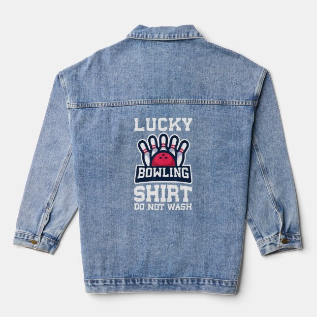 Bowling For Men Women Kids Bowling  Bowler 2  Denim Jacket (Back)