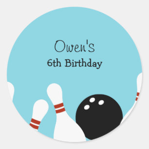 Bowling Fun Favour Stickers (Turquoise)