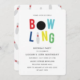 Bowling Fun Kid's birthday party Invitation_Multi Invitation