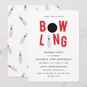 Bowling Fun Kid's birthday party Invitation_white Invitation