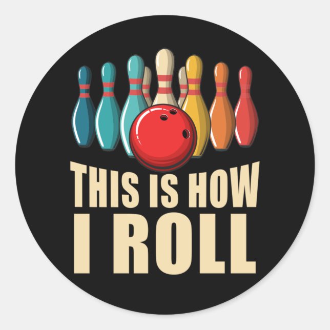 Bowling Fun Strike Lover Retro Classic Round Sticker (Front)