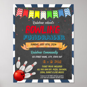 Bowling Fundraiser school template Poster