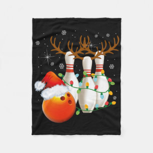 Bowling Gifts Christmas Bowling Santa Hat Christma Fleece Blanket