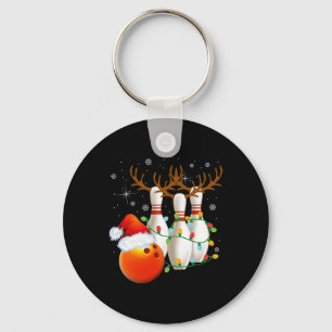 Bowling Gifts Christmas Bowling Santa Hat Christma Keychain