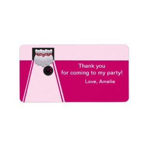 Bowling Girl Birthday Favour Tag Label