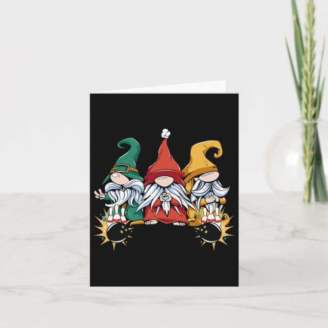 Bowling Gnomes Bowling Ll Bowling Pins Bowler  Card (Front)