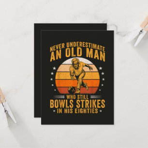 Bowling Grandpa 80th Birthday Invitation