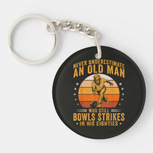 Bowling Grandpa 80th Birthday Keychain