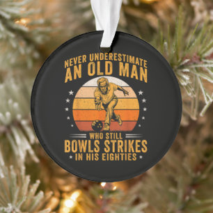 Bowling Grandpa 80th Birthday Ornament