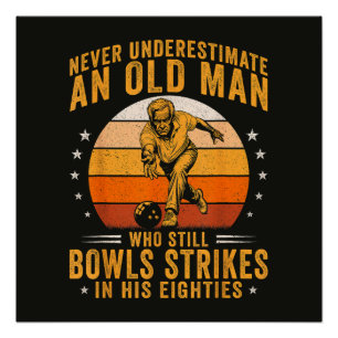 Bowling Grandpa 80th Birthday Poster
