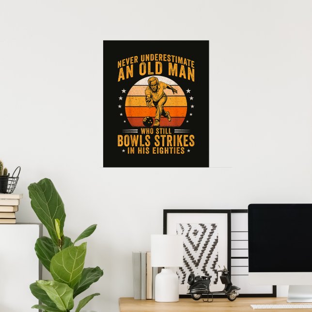 Bowling Grandpa 80th Birthday Poster (Home Office)