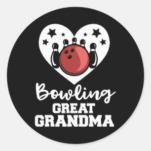 Bowling Great Grandma Heart Funny Bowler Great Gra Classic Round Sticker