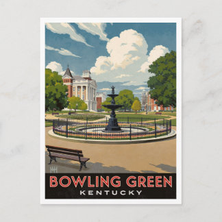 Bowling Green Kentucky Fountain Park Art Postcard