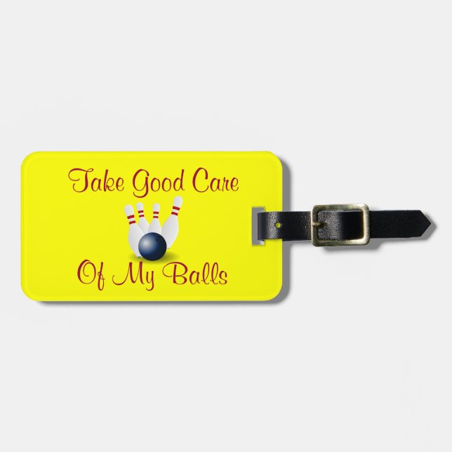 Bowling Green Yellow Red Personalized Bag Tag (Front Horizontal)