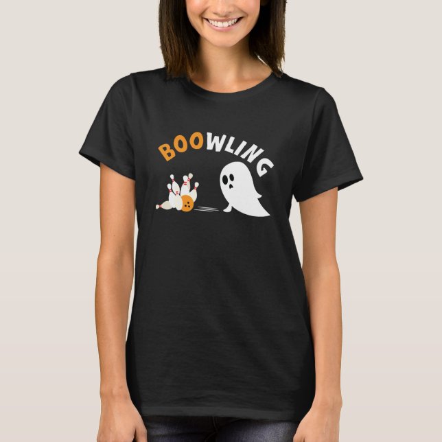 Bowling Halloween Cute Ghost Bowler Spare Pins T-Shirt (Front)