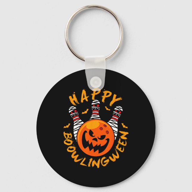 Bowling Halloween Jack-o-lantern Bowling Ll Mummy  Keychain (Front)