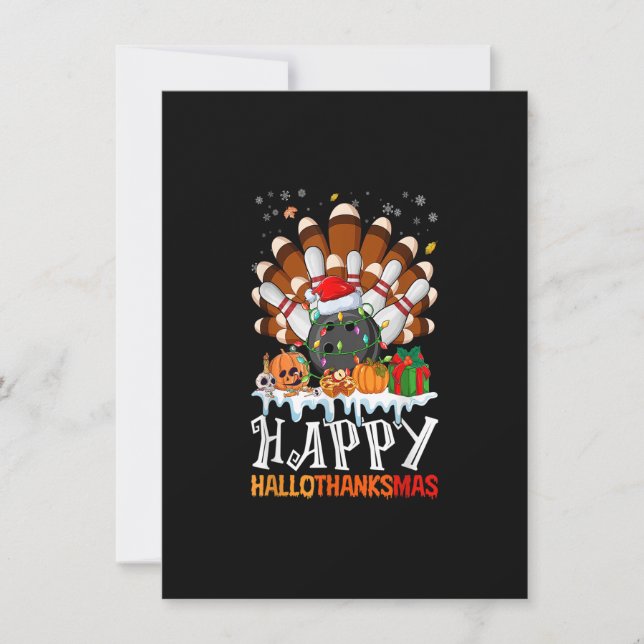 Bowling Halloween Thanksgiving Christmas Hallothan Invitation (Front)