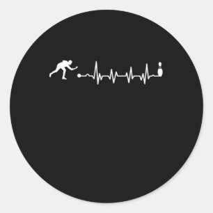 Bowling Heartbeat Bowling Bowlers Skittles Gift Classic Round Sticker