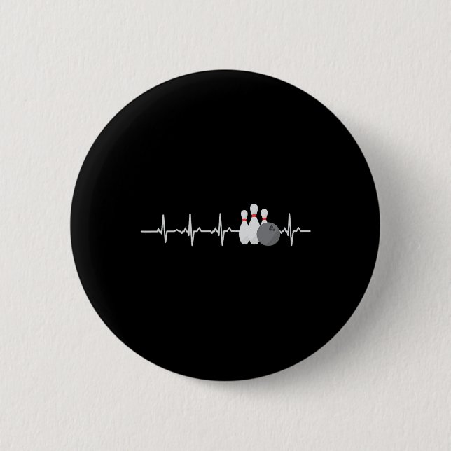 Bowling Heartbeat Funny Bowler League Team Gift Me 2 Inch Round Button (Front)