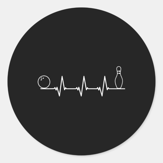 Bowling Heartbeat Funny Bowling Gift  Classic Round Sticker (Front)