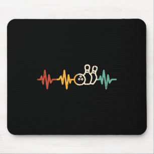 Bowling Heartbeat Retro Bowler Team Player Men Wom Mouse Pad