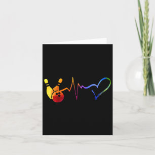 Bowling Heartbeat Tie Dye Colourful Bowling Game D Card