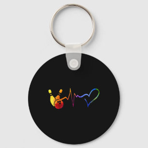 Bowling Heartbeat Tie Dye Colourful Bowling Game D Keychain