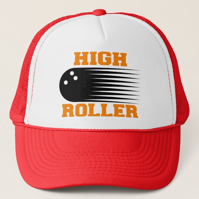 Bowling High Roller Bowler Trucker Hat (Front)