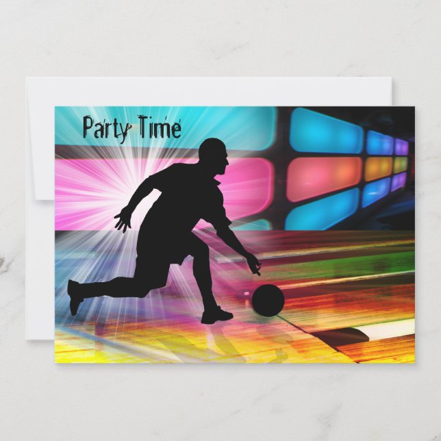 Bowling in a Neon Alley Invite (Front)