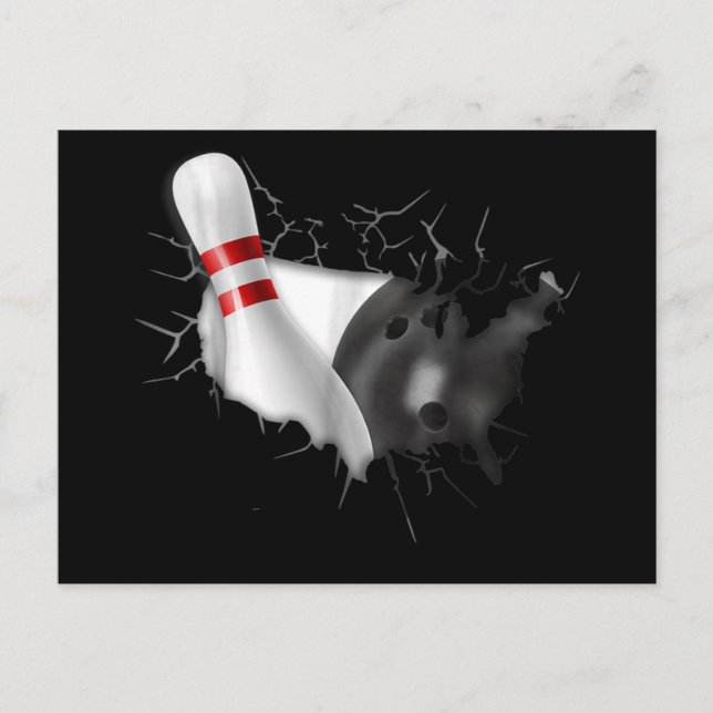 bowling in me sports heart cool bowler art sketch invitation postcard (Front)