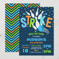Bowling Invitation Bowling Birthday Party Strike
