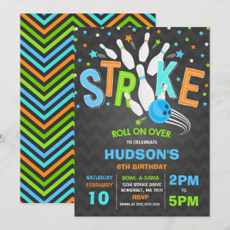 Bowling Invitation Bowling Birthday Party Strike