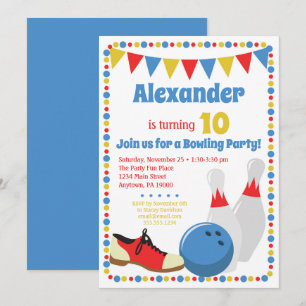 Bowling Invitation Boys Bowling Birthday Party