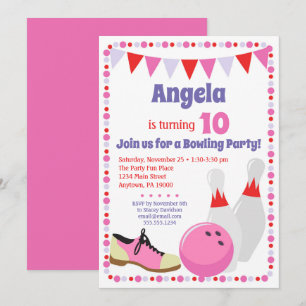 Bowling Invitation Girls Bowling Anniversaire