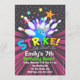 Bowling Invitations, Bowling Birthday Party Invite
