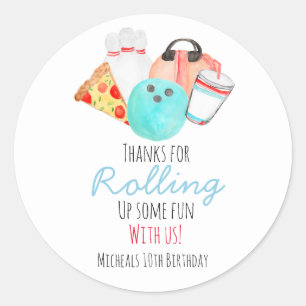 Bowling kid birthday party envelope seal sticker