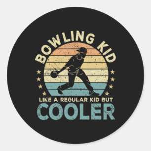 Bowling Kid Bowling Player Funny Classic Round Sticker