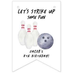 Bowling Kids Birthday Party Bunting Flags