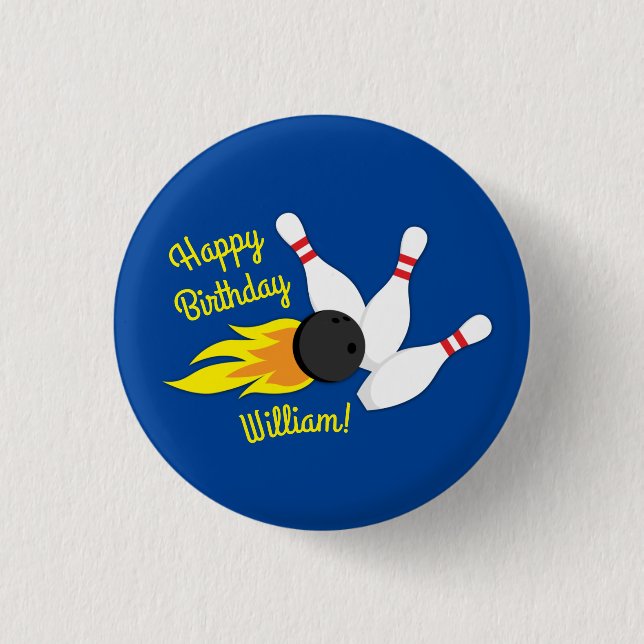 Bowling Kids Birthday Party Cute Sports  1 Inch Round Button (Front)