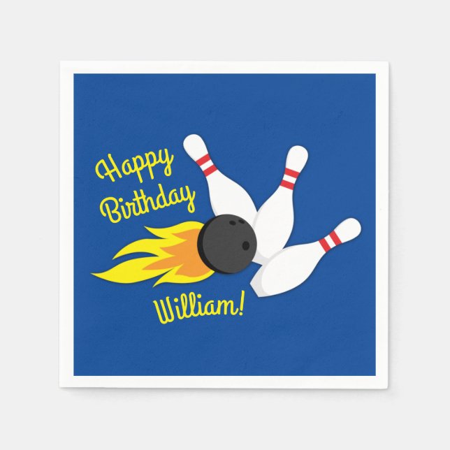 Bowling Kids Birthday Party Cute Sports  Napkins (Front)
