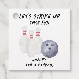 Bowling Kids Birthday Party Favour Tags