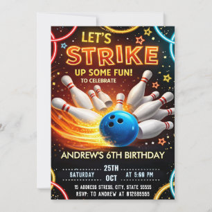 Bowling Kids Birthday party  Invitation